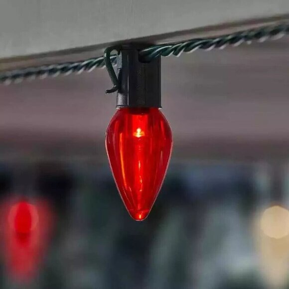 Home Accents 100 Count Red/Green Super Bright Steady Lit C9 Lights 65.4 Ft - Picture 6 of 7